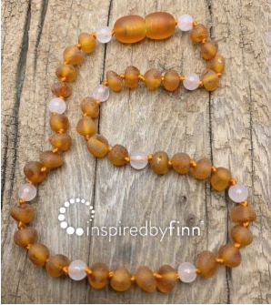 <u>PERFECTLY IMPERFECT - Baltic Amber Necklace  - Kids Unpolished Cider Rose Quartz, All Kids Sizes<br>Inspired By Finn</u>