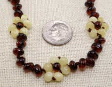 <u>SALE! Baltic Amber Adult/Adolescent Necklace - Polished White Flower</u>