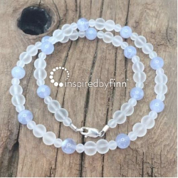 <u>Curbs Anxiety, Worry, Fear, Panic, Anger,<br></u>Adult Blue Chalcedony Necklace