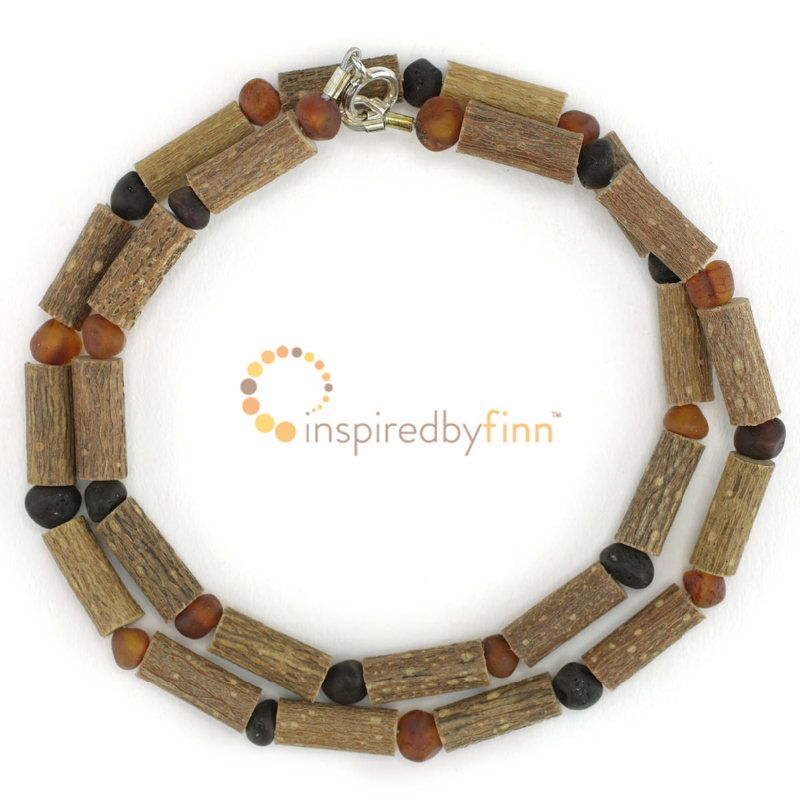 <u>Unpolished Baltic Amber and (Smaller) Hazel Necklace - Cider & Molasses</u>