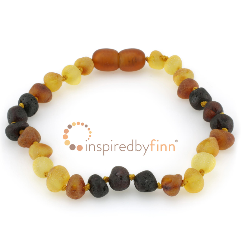 <u>SALE! Clasped Baltic Amber Bracelet - Adult/Adolescent Unpolished Multi</u>