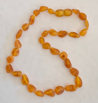 <u>Baltic Amber Necklace - Kids Imperfect Unpolished Brown Bean - Size 11.5-14""</u>
