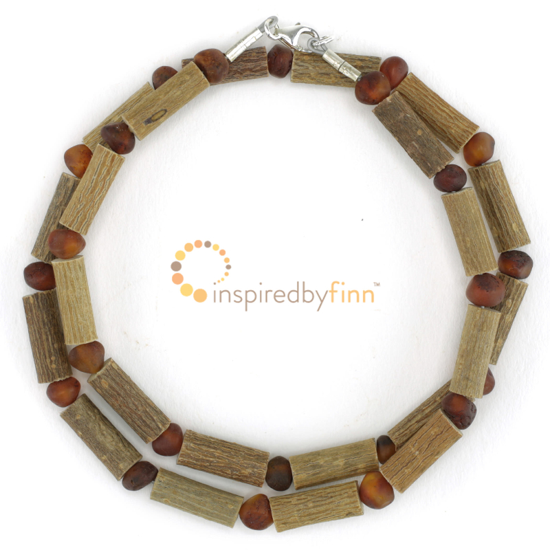 <u>Unpolished Baltic Amber & (Smaller) Hazel Necklace - Cider - Size 12-14"</u>