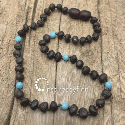 <u>Baltic Amber Necklace - Unpolished Blue Molasses, All Kids Sizes<br>Inspired By Finn</u>