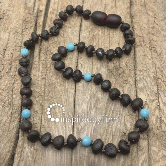 <u>Baltic Amber Necklace - Unpolished Blue Molasses, All Kids Sizes<br>Inspired By Finn</u>