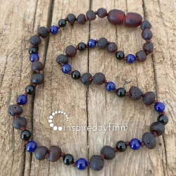 <u>Baltic Amber Necklace - Kids Unpolished Molasses + FOCUS & CONCENTRATION, Size 11.5-12.5"</u>