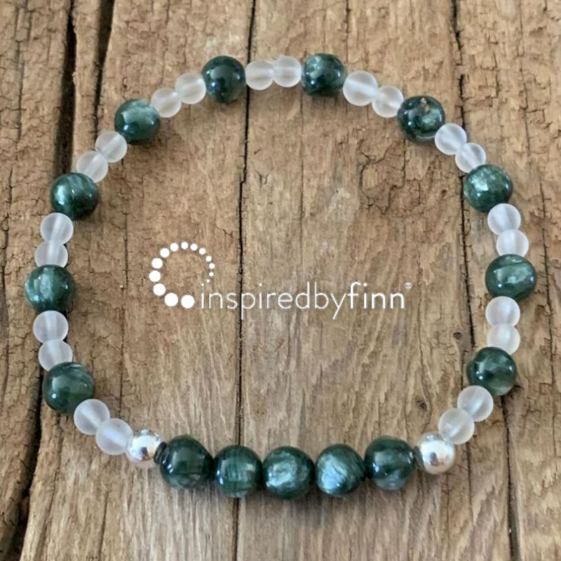 <u>New! Supports Regeneration From Illness - Seraphinite Gemstone</u><br>Adult ELASTIC Bracelet/Pocket Piece