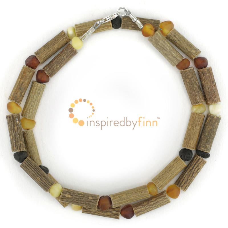 <u>Unpolished Baltic Amber & (Smaller) Hazel Necklace - Diversity 15 - 16"</u>