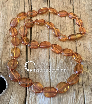 <u>SALE! Gorgeous Large Bead Baltic Amber Adult Necklace</u><br>Honey Disc