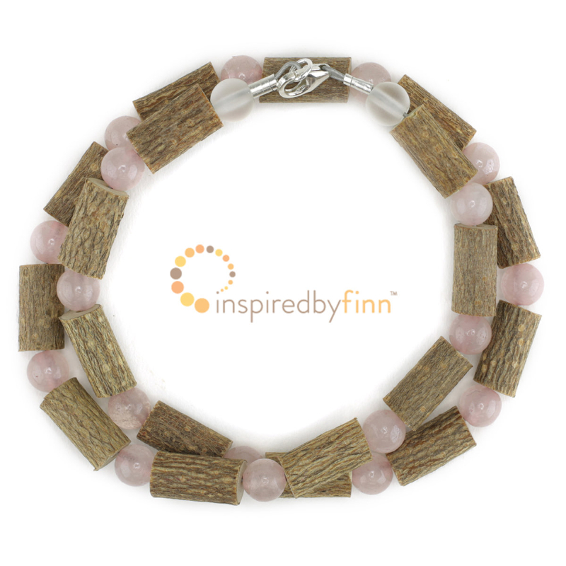 <u>Kids Rose Quartz Gemstone & Hazel Necklace<br>Pure Love - Nurturing and Calming</u>