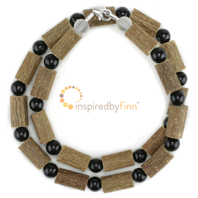 <u>Black Tourmaline Gemstone & Hazel Necklace - Buffer from Negativity & Compulsive Behavior</u>