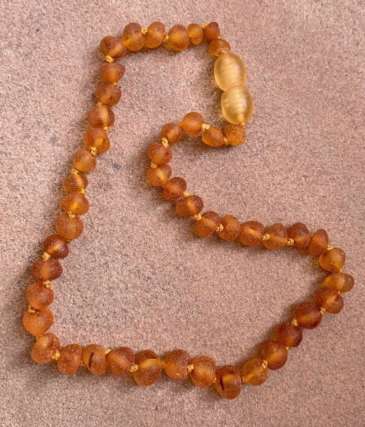 <u>Baltic Amber Necklace - Sizes Apx 11.5 - 12.5"<br>Unpolished Brown 1 or 2 Spots</u>
