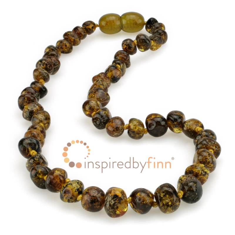 <u>Baltic Amber Necklace - Kids Polished Green, Yellow, Black</u>