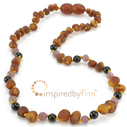 <u>Baltic Amber Hyperactivity Necklace - Kids Unpolished Cognac + CURBS HYPERACTIVITY, All Kids Sizes<br>Inspired By Finn</u>