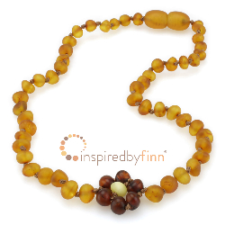 <u>Baltic Amber Necklace - Kids Unpolished Brilliant Flower - All Kids Sizes</u>