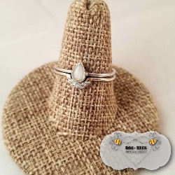 Enamored collection cz milk drop stacker ring