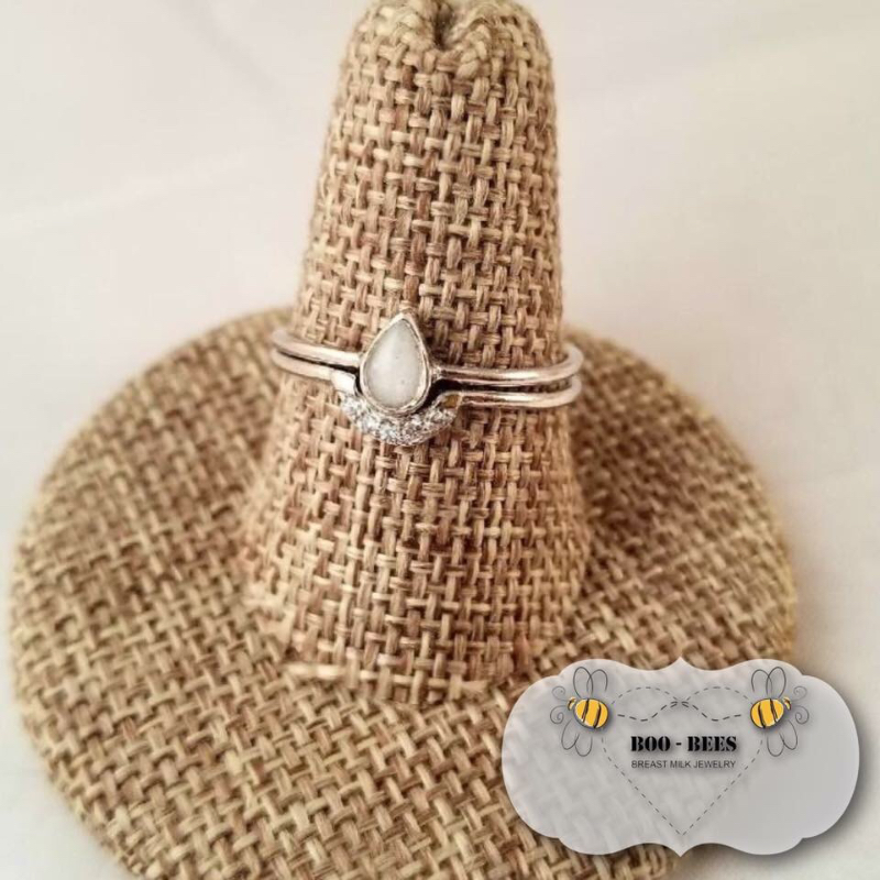 Enamored collection cz milk drop stacker ring