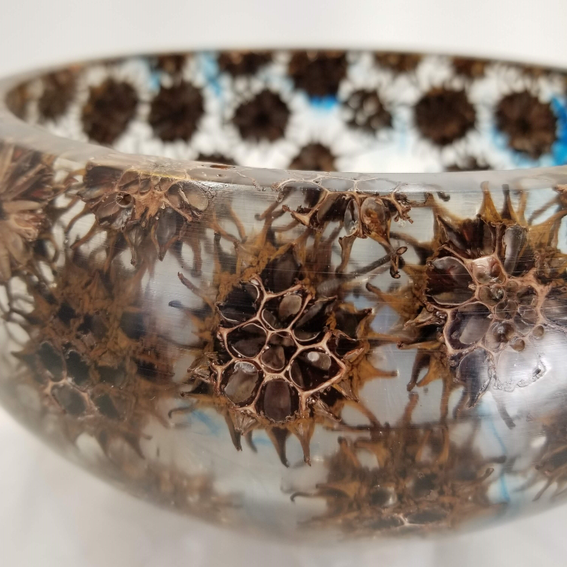 Cast Sweet Gum Balls with a Little Blue Glitter Dye (10" x 4")