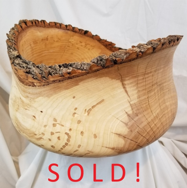 Large, Live Edge Ash Bowl (16" x 9-1/2")
