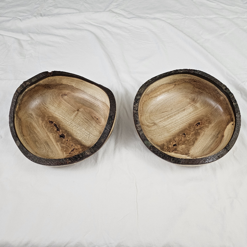 Maple "Sister" Bowls - Live Edge (set of two, 11" x 3-1/2" each)