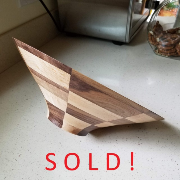 Maple & Walnut Glue-up Bowl (12" x 5")